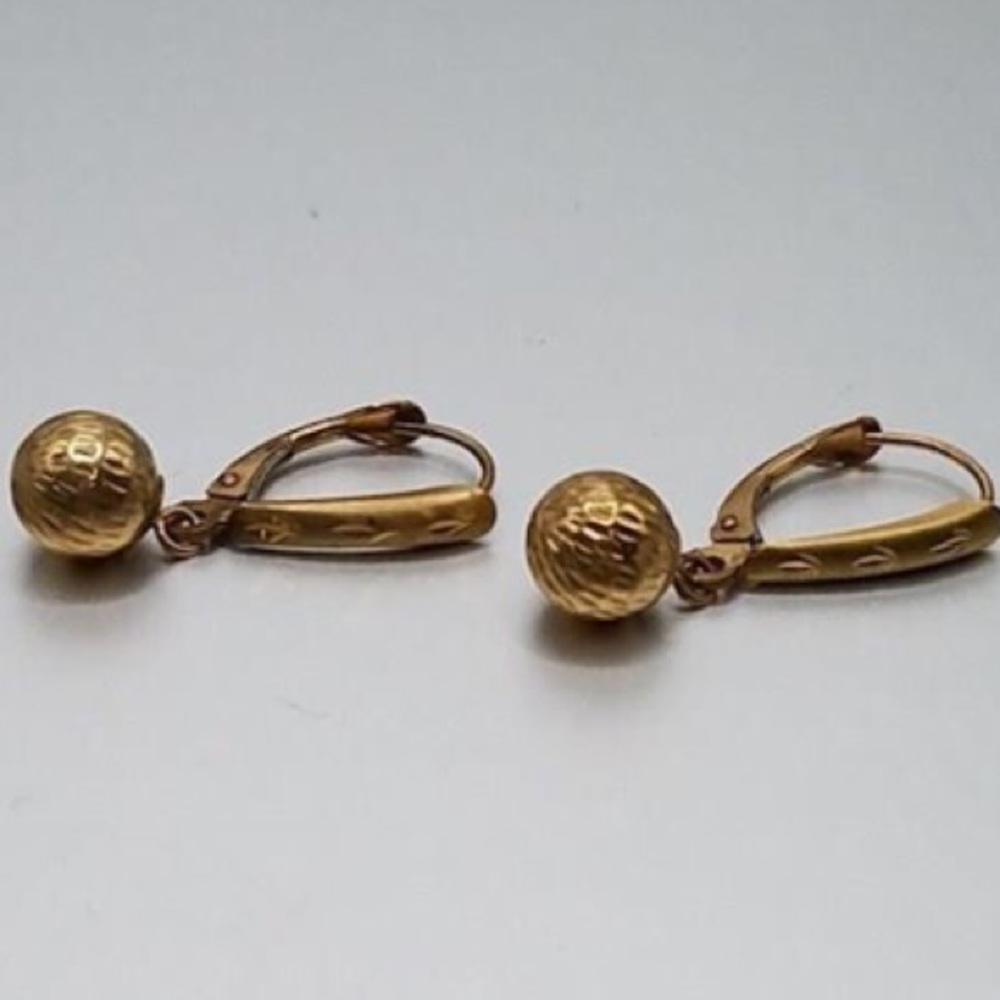 Vintage Preloved Solid 10k Gold Dangle Bead Earrings
